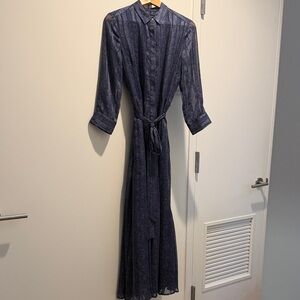 Banana Republic Navy Maxi Shirt Dress with Waist Tie